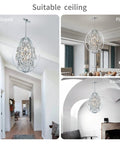 Large Modern Globe Crystal Chandelier With 9 G9 Bulbs Not Included Adjustable Hanging Light Fixture Suitable for Various Ceilings