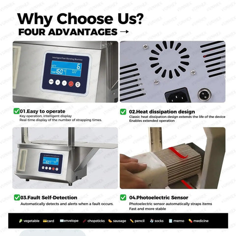 Fast Automatic Bundling Machine With 12mm Hot Melt Strapping Hands Free Like A Boss One And A Half Seconds Binding design features