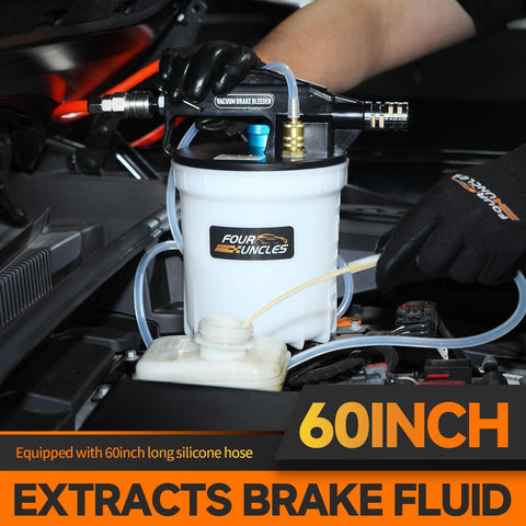 Brake Bleeder Vacuum Pump Kit One Person Operation Pneumatic Brake Fluid Extractor With 2L Fluid Reservoir And 1L Refilling Bottle Automatic Master Cylinder Refill Easy Bleed And Flush For Cars And Trucks