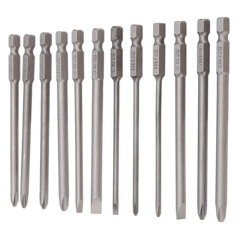 Rock Solid 12 Piece Screwdriver Bit Set With S2 Alloy Steel Construction And Precision Tips For Electric Drill Or Manual Use Featuring Sandblasted Anti Rust Surface To Save Your Tools From Damage And Wear, 12 assorted bits