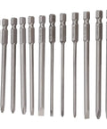Rock Solid 12Pcs Screwdriver Bit Set With Slot And Cross Bits Made From Tough Alloy Steel S2 For Electric Drill Or Manual Tool Use On Heavy Duty Tasks With Stable Grip And Long Lasting Durability, 12 bits on white