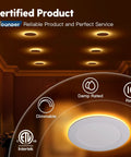 12 Pack 6 Inch LED Recessed Ceiling Lights With Night Light 5CCT Selectable damp rated dimmable wafer downlight ETL FCC