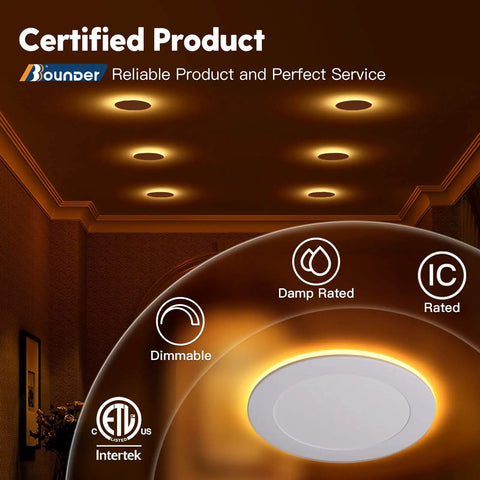 12 Pack 6 Inch LED Recessed Ceiling Lights With Night Light 5CCT Selectable damp rated dimmable wafer downlight ETL FCC