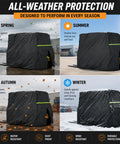 Premium Heavy Duty Forklift Cover For Toyota 8FGU18 Pneumatic Tire Models shown in all-weather protection scenarios.