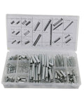 Top Tier 200 Piece Steel Spring Assortment Kit With 20 Different Sizes For Home Repairs Heavy Duty Metal Springs Essential Tool For Pros And DIYers open plastic case with assorted steel springs