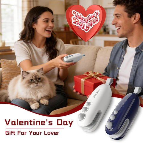 Couple using 2 In 1 Bag Sealer With Cutter Portable Rechargeable Heat Sealer With Magnetic; Valentine's Day setting with gifts.