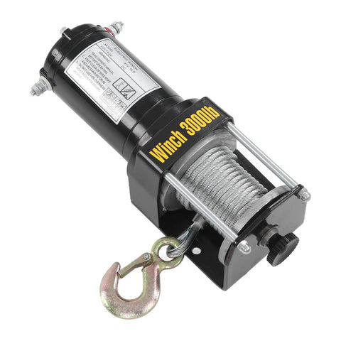 Heavy Duty 3000lb Electric Winch Kit With Steel Cable And Remote For Atv Utv Off Road Adventure Super Strong Copper Core Motor terminal gear puller with steel cable and hook.