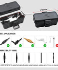 Weatherproof Outdoor Electrical Box IP54 No-Fuss Tough Box With Dual Cable Ports Heavy Duty Gaskets 8x3.9x3.2 Exterior Inner 5.5x3x2.2 Inch Perfect for Outdoor Holiday Lights and Extension Cords Flat and Braided Cables Black with dimensions and cable compatibility shown.