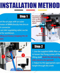 Installation method for High Speed Pneumatic Vial Sealing Machine for Aluminum Glass Bottles, detailing steps with air hose and valve setup.