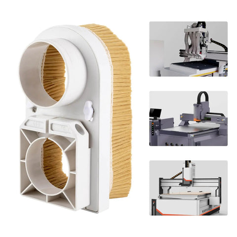 80Mm Spindle Dust Shoe For CNC Routers With Nylon Bristle Brush Universal Dust Cover shown with CNC machines