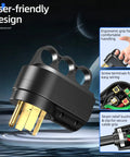 Heavy Duty 60 Amp Male Plug NEMA 14 60P Straight Blade Right Angle Connector with ergonomic grip and screw terminals.