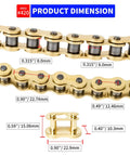 420 Gold Motorcycle Chain 132 Links With Chain Breaker, heavy-duty with precise dimensions, suitable for dirt bikes and ATVs.