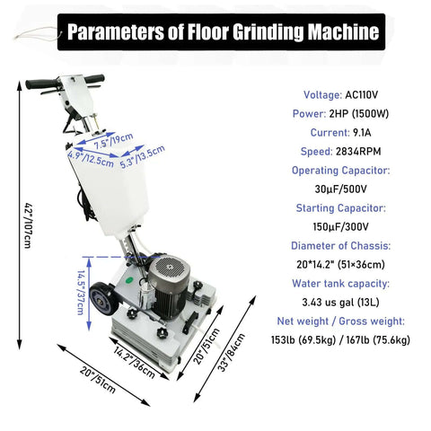Pro Grade Floor Grinding Machine With Square Chassis And 3 Scrubbing Pads AC110V Heavy Duty Floor Scrubber Buffer in studio