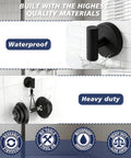 No Sweat Heavy Duty Suction Cup Shower Hooks In Matte Black For Easy Bathroom Setup With Solid Grip Twist Lock Design and Quick Relocation That Won Scar Your Walls Or Leave Sticky Mess Behind waterproof and heavy duty features
