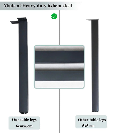 Comparison of 6cm square steel in Heavy Duty Adjustable Table Leg Set Of 4, 28 Inch Square Metal Desk And Coffee Table Legs