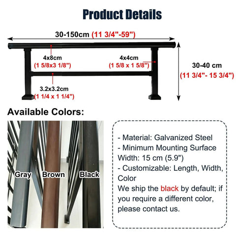 Boost Your Deck Safety Levels With This Heavy Duty Patio Railing Extension Designed For Raising Low Walls Providing A Rock Solid Double Rail Guardrail For Carefree Outdoor Relaxation, showing galvanized steel railing in gray, brown, and black colors.