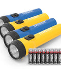 LED Flashlight 4 Pack With Eight AA Batteries Included Long Battery Life Up To 30 Hours Bright Emergency And Camping Lights