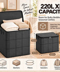Heavy Duty Moving Storage Bins That Make Dealing With Clutter A Snap Featuring Sturdy Handles Secure Zipper And Quick Fold Layout For Bulky Coats And All Your Seasonal Stash, 220L capacity storage box with blankets.