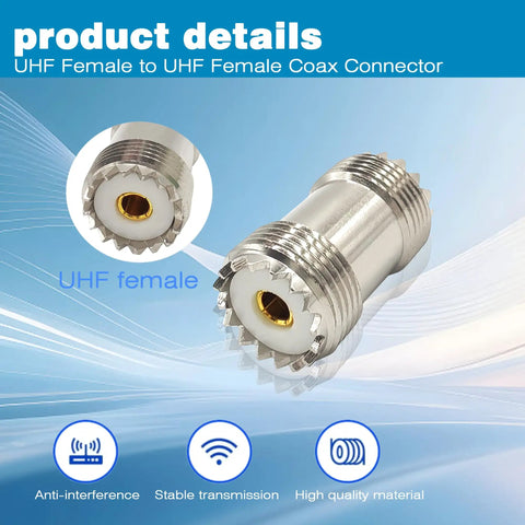 UHF Female to Female Coaxial Barrel Adapter SO239 Coupler Jack Connector for CB Ham Radio SWR Meter Cable Extension