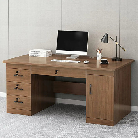 Office desk with drawers featuring a lock, similar to Two Pack Drawer Locks With Keys For Cabinets And File Cabinets Zinc Alloy Desk Locks.