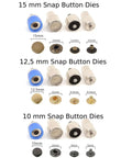Pro Grade All In One Hand Press Fastener Kit for Rivets Eyelets Grommets and Snap Buttons, 15mm, 12.5mm, 10mm dies shown