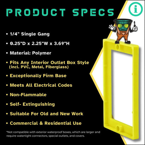 One Quarter Inch Single Gang Outlet Box Extenders Pack Of Three UL Listed Electrical Box Extenders for outlets and switches