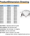 Heavy Duty Stainless Steel Outdoor Drain Cover With Frame For Lawn, Patio, Garden And Driveway Drainage - product dimensions and material details