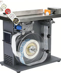 Cymyyds Semi Automatic Label Applicator With Precise Plc Control And Touch Screen For High Accuracy 0 5mm Tolerance showing label roll and applicator mechanism.