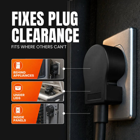 8 Position Clockable Right Angle Plug That Lets Your Cord Go Any Way 15A 125V NEMA 5 15P behind appliance demonstration