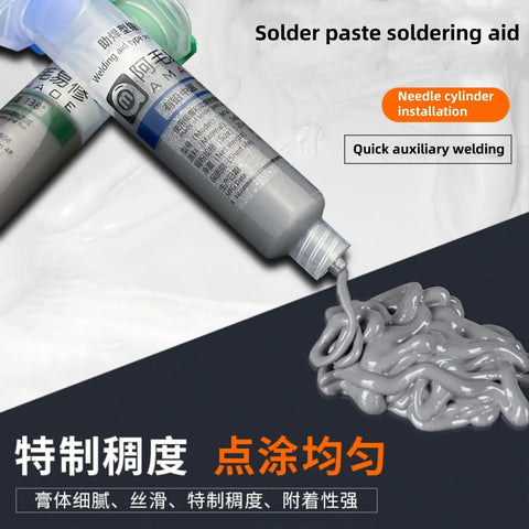 Easy To Use Desoldering Wick And No Clean Flux Paste Kit for Electronics Repair, 20g solder paste squeezing out from tube