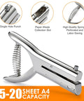 Beefy Heavy Duty Hand Held Hole Punch With 2 Inch Reach One Eighth Inch Hole Long Paper Punch For Cards Paper Plastic Cardboard