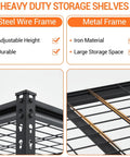 Heavy Duty 5 Tier Garage Shelving Unit With 2500 Lbs Capacity, 60 In L By 24 In D By 78 In H Metal Utility Storage Rack For Garage, Basement, And Workshop Organization, Built To Haul Tools, Bulk Supplies, And Seasonal Gear, black steel wire frame