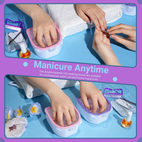 All In One Pro Nail Polish Remover Kit With 2 Soak Off Bowls For Gel And Dip Removal Cuticle Oil Pusher Peeler Cleaning