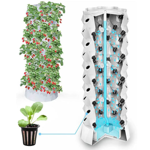 Hydroponic Growing Tower Kit With 10 Levels And 48 64 80 Pot Modules Indoor Outdoor Vertical Garden for urban gardeners