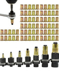 Heavy Duty 77Pc Rivet Nut Tool Kit For Metal Fabrication, carbon steel rivet nuts, drill adapter, and sizes for auto repair