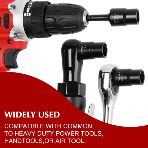 25 Piece Bolt Nut Extractor Set With Three Eighths Inch And One Half Inch Drive Heavy Duty Impact Lug Nut Remover Sockets in use with tools