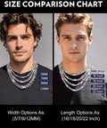 Size comparison chart for 9mm 16 inch Stainless Steel 316L Barbed Wire Choker Necklace For Women And Men Gothic Thorns