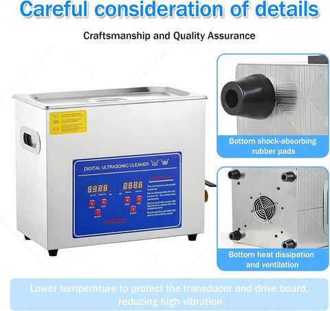 Heavy Duty 4.5L Industrial Ultrasonic Cleaner 150W With Digital Timer And Heater, 40kHz Frequency For Jewelry Auto Parts Carburetors And Engine Components Deep Clean