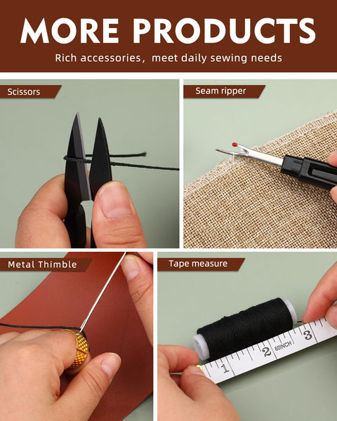 Heavy Duty All In One Sewing Kit For Cars, Carpets, Shoes, And Backpacks Includes scissors, seam ripper, tape measure, thimble