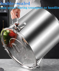Massive Capacity 304 Stainless Steel Food Dispenser Airtight Kitchen Canister with double-sealed lid and handle.