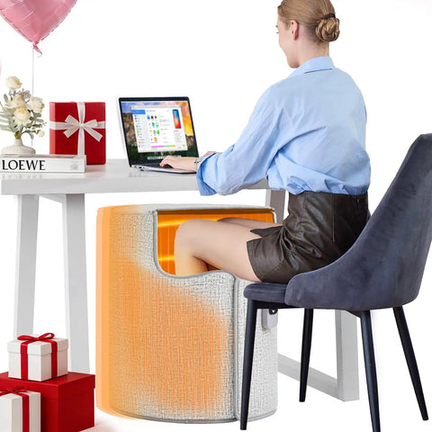 Under Desk Heater For Indoor Use Quiet Portable Space Heater For Home And Office Leg And Foot Warmer Small Personal Desk Heater Cozy Heating Buddy Ideal Gift For Women And Men in use under desk