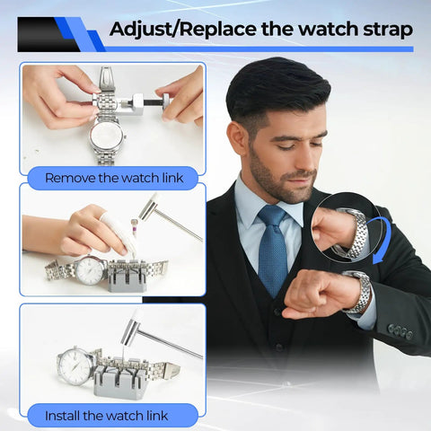 192 Piece Watch Repair Kit Heavy Duty Tool Set With Link Remover Battery Replacement Tools Back Remover Openers Pins
