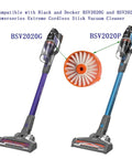 Replacement Filter Set For BSV2020G And BSV2020P Powerseries Extreme Cordless Stick Vacuum shown with vacuum models.