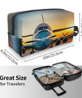 Aircraft at Sunsets Print Dopp Kit Travel Cosmetic Bag for Makeup and Toiletries with suitcase showing interior compartments