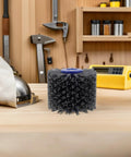 Drill Abrasive Polishing Wheel With Carborundum And Nylon Fiber Black Buffing Wheel in workshop setting for wood furniture