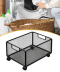 Smooth Rolling Storage Cart With Heavy Duty Iron Construction And Open Shelves for laundry organization on wheels.