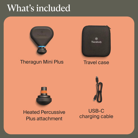 Mini Plus Massage Gun With Heat For Faster Recovery On The Go, Portable Percussive Therapy Device, accessories included