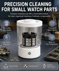 Premium Watch Cleaning Machine And Parts Dryer With 360 Degree Ultrasonic Tech, compact cleaning cup for small watch parts.