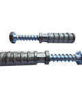 Heavy Duty Zinc Alloy Lag Shield Anchors With Three Inch Lag Bolts Three Eighths Inch By Two And A Half Inch Two Pack For Concrete Brick Block And Stone Masonry Quick Set Expansion Anchors For Secure Mounts, showing two zinc alloy lag shield anchors with attached three-inch lag bolts.