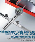Digital Table Saw Gauge With Dial Indicator 0-1 Inch Range CNC Machined Aluminum Bar for Fence Alignment on Table Saws and Bandsaws
